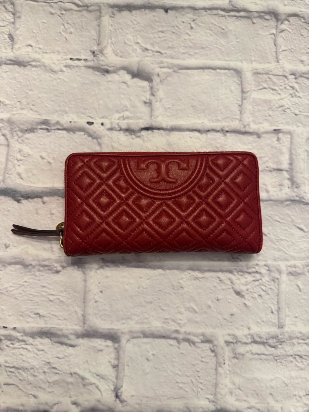 Tory Burch Red Fleming Zip-Around Wallet